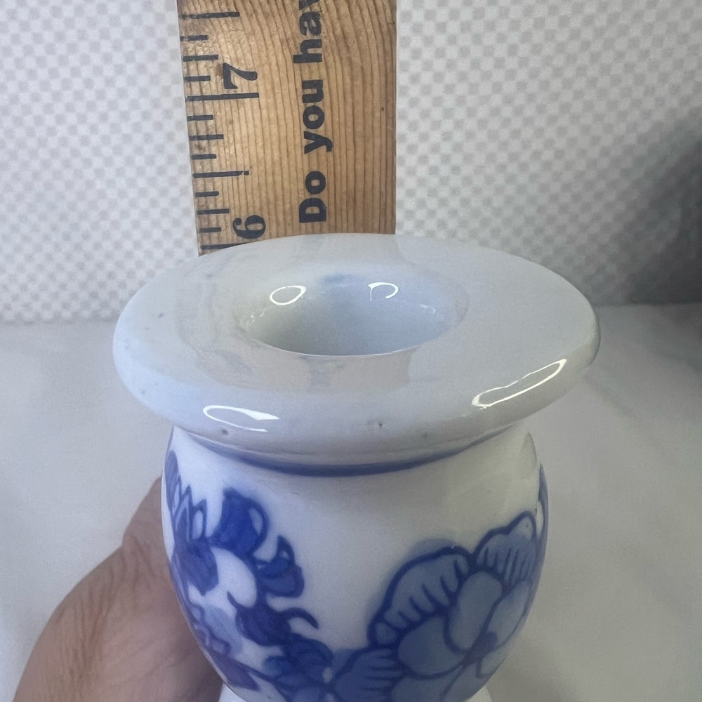 3 Pieces Vintage Japanese Blue & White Floral Hand Painted Fish Bowl and Vase - Picture 6 of 6